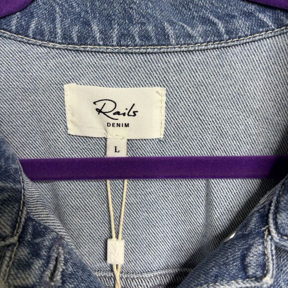 Rails Womens Button Front Short Sleeve Denim Mini Dress Size Large - Picture 5 of 11